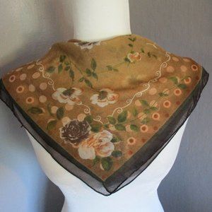 Brown floral sheer scarf